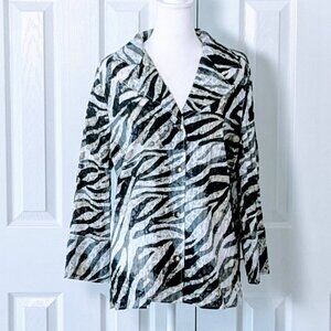 INSPIRED STYLE Women's Long Sleeve Crinkled Blouse Top Size 16 Multi Print NWT